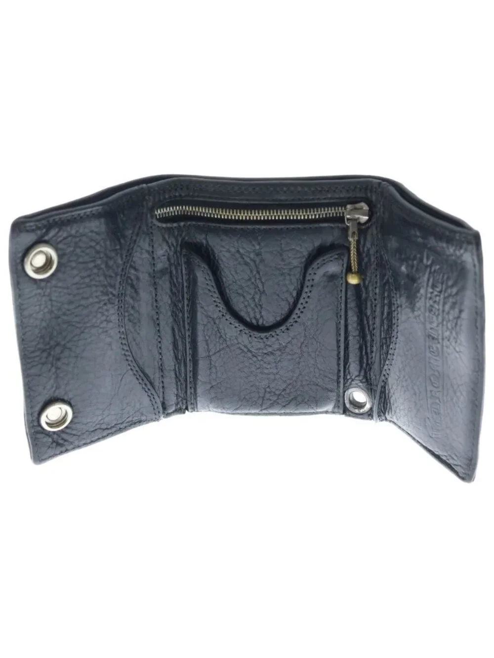 Chrome Hearts 3 Fold Cross Ball Button Leather Wallet Black